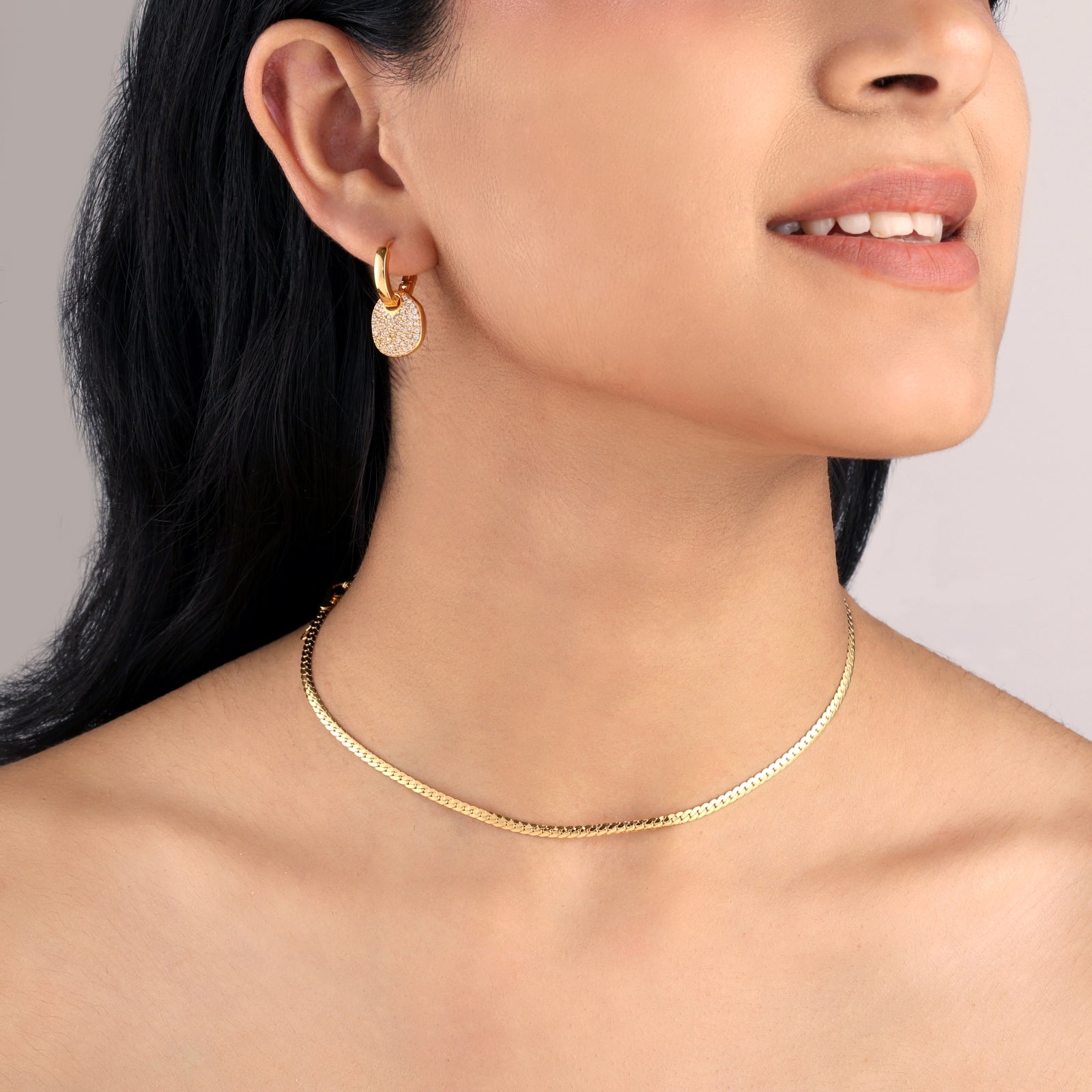 The Snakelet Set - model shot, gold woven snake chain necklace by Sucra