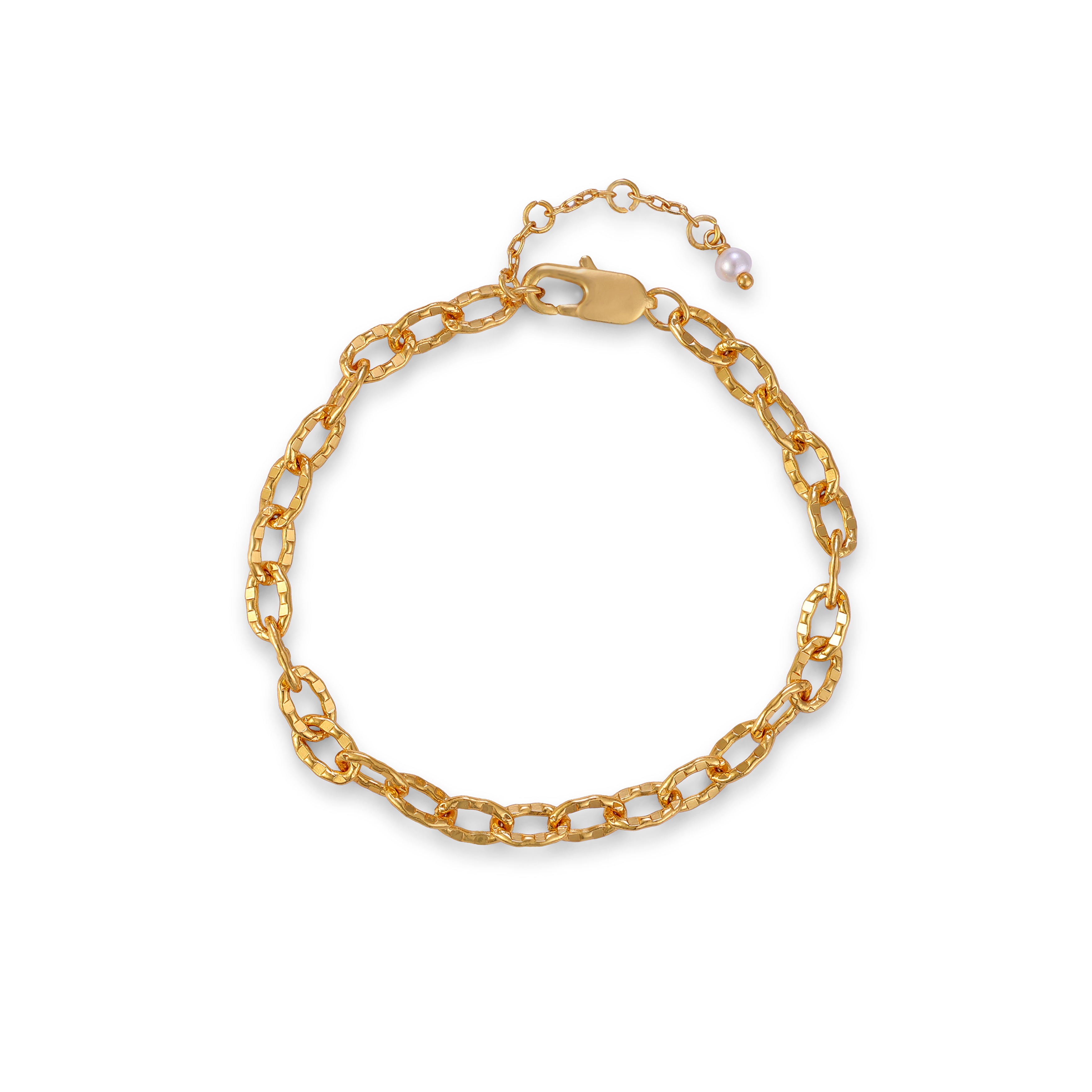 Textured Oval Link Bracelet — 14K gold-plated recycled brass bracelet by Sucra