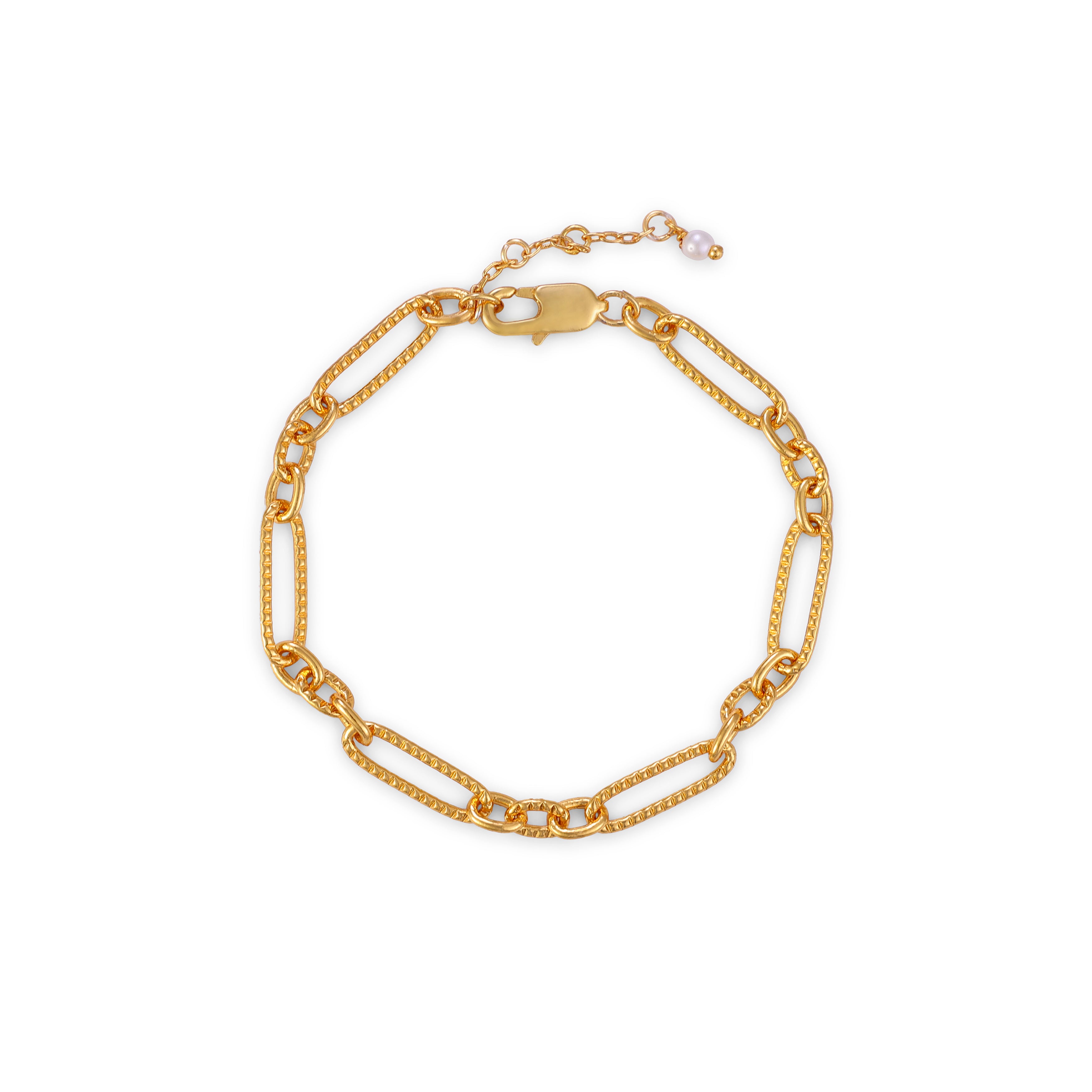 Textured Paperclip Chain Bracelet — 14K gold-plated recycled brass bracelet by Sucra