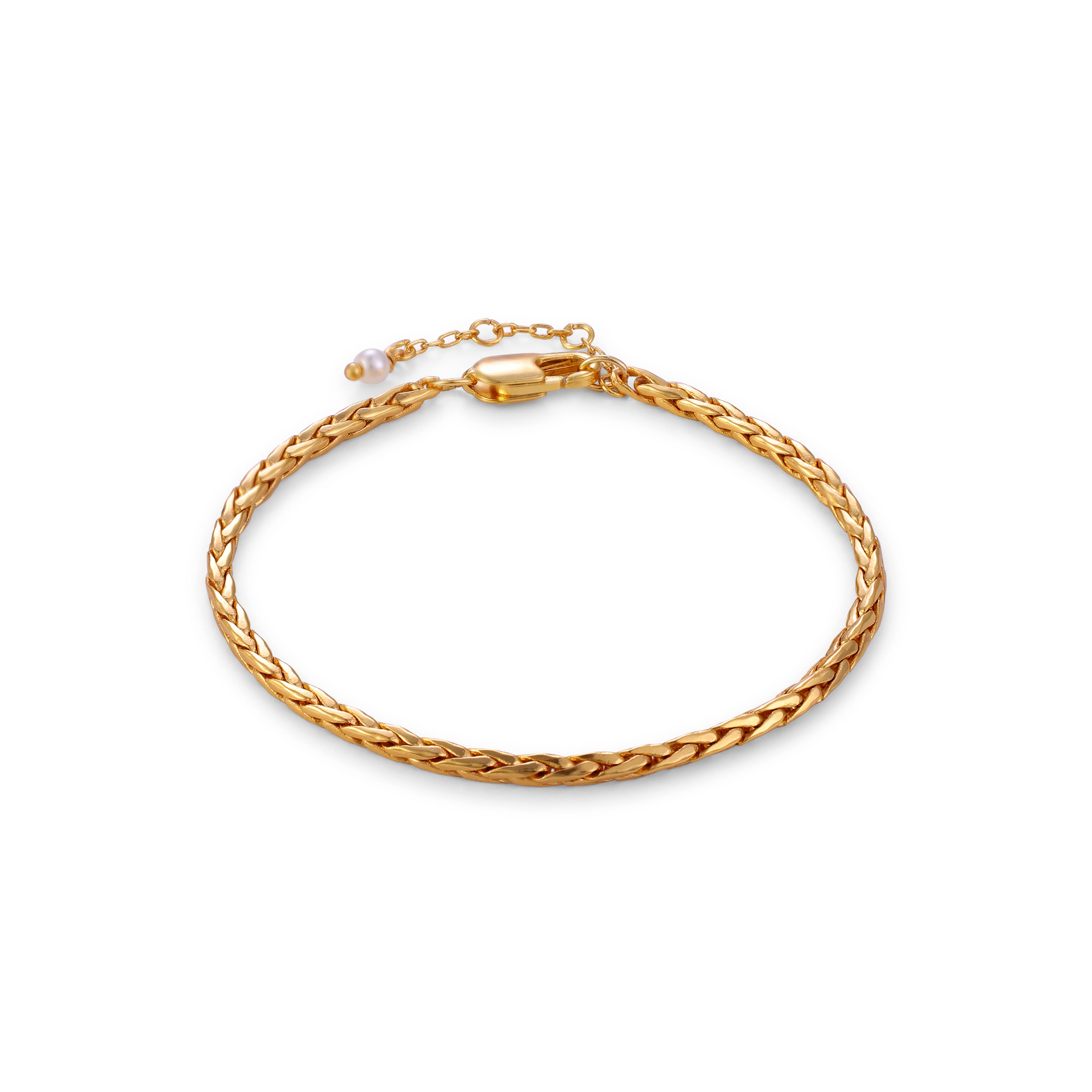 Wheat Chain Bracelet — 14K gold-plated recycled brass bracelet by Sucra