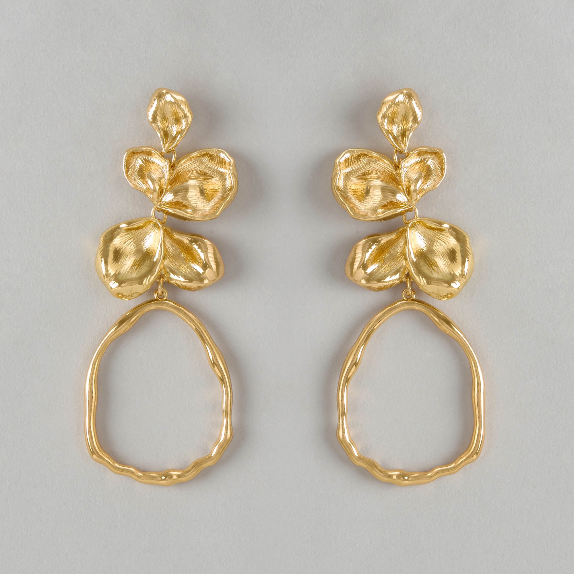 Golden Orchid Drop Earrings