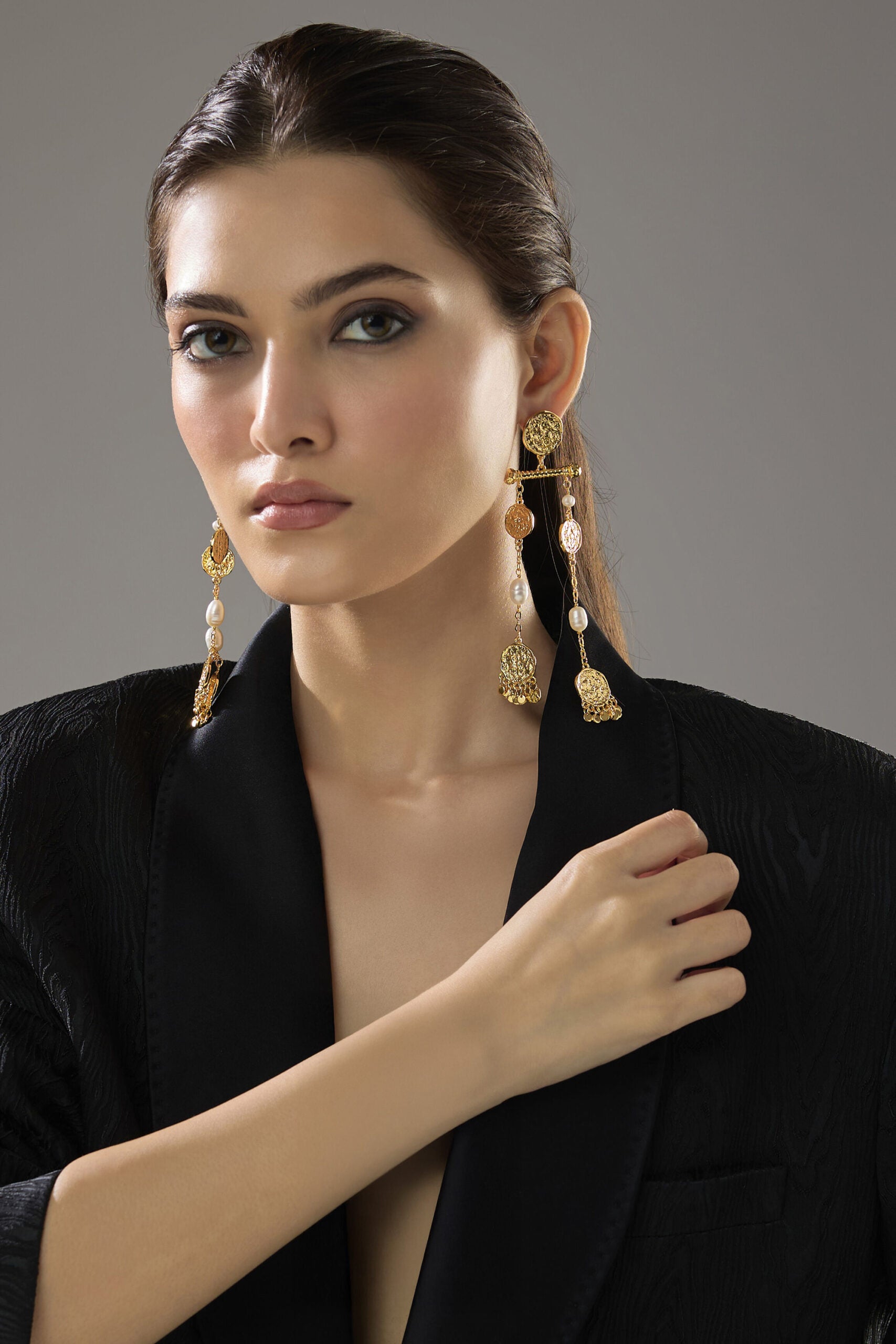 Golden Royale Pearl Drop Earrings