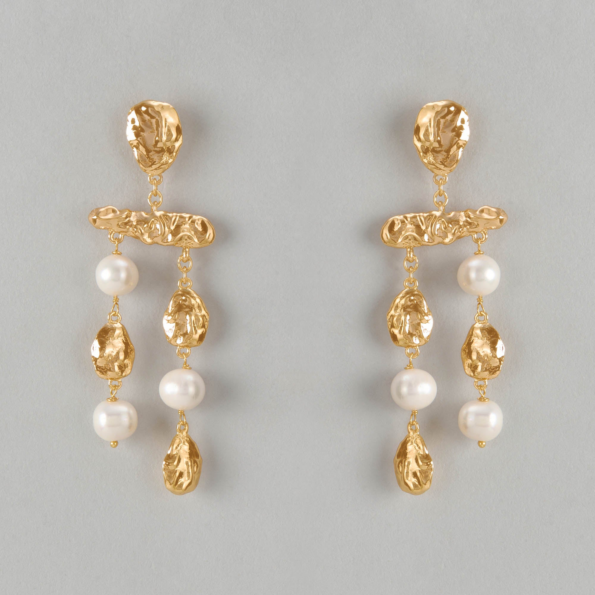 Molten Pearl Cascade Earrings
