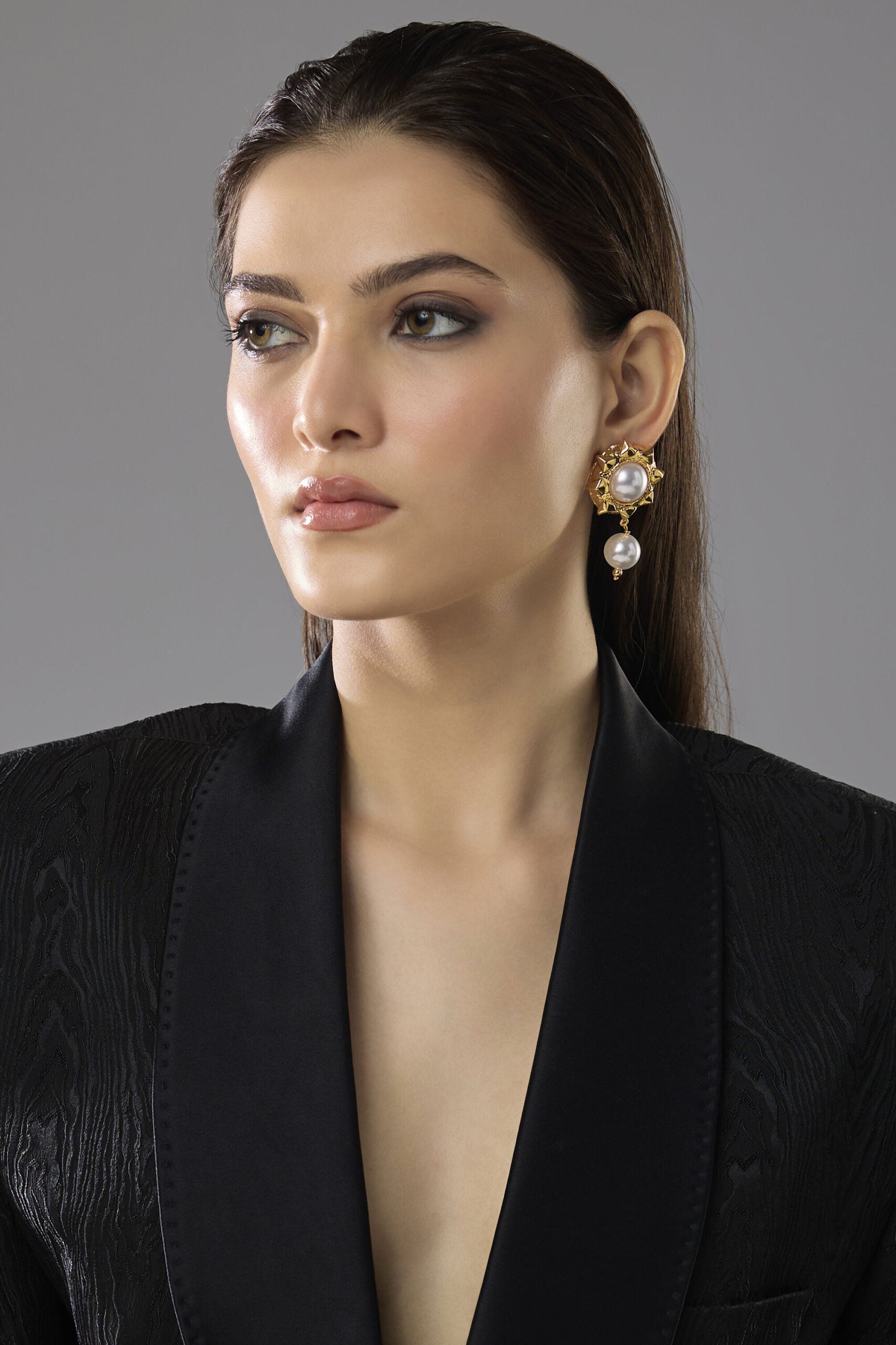 Regal Pearl Sunburst Earrings