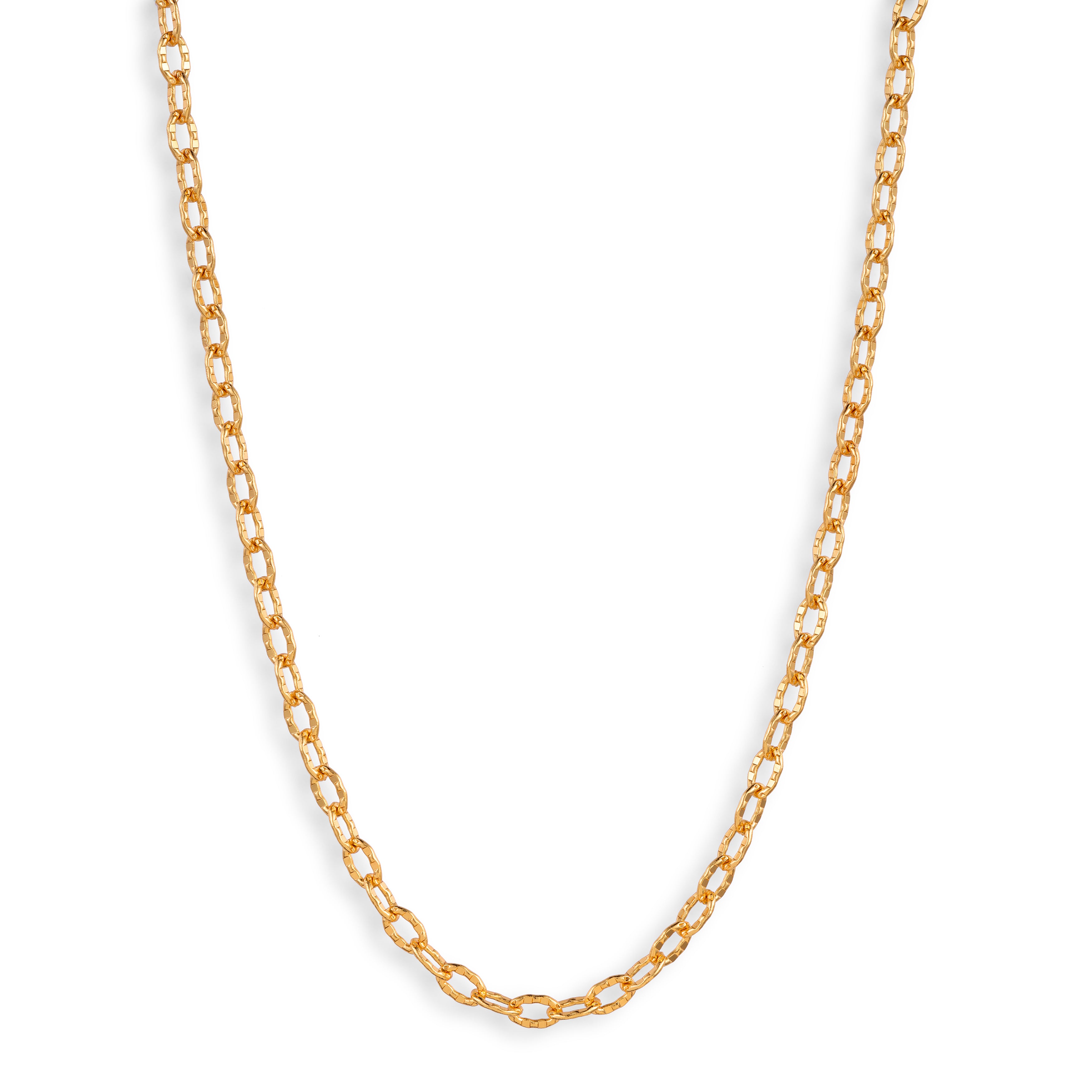 Textured Oval Link Necklace — 14K gold-plated recycled brass necklace by Sucra