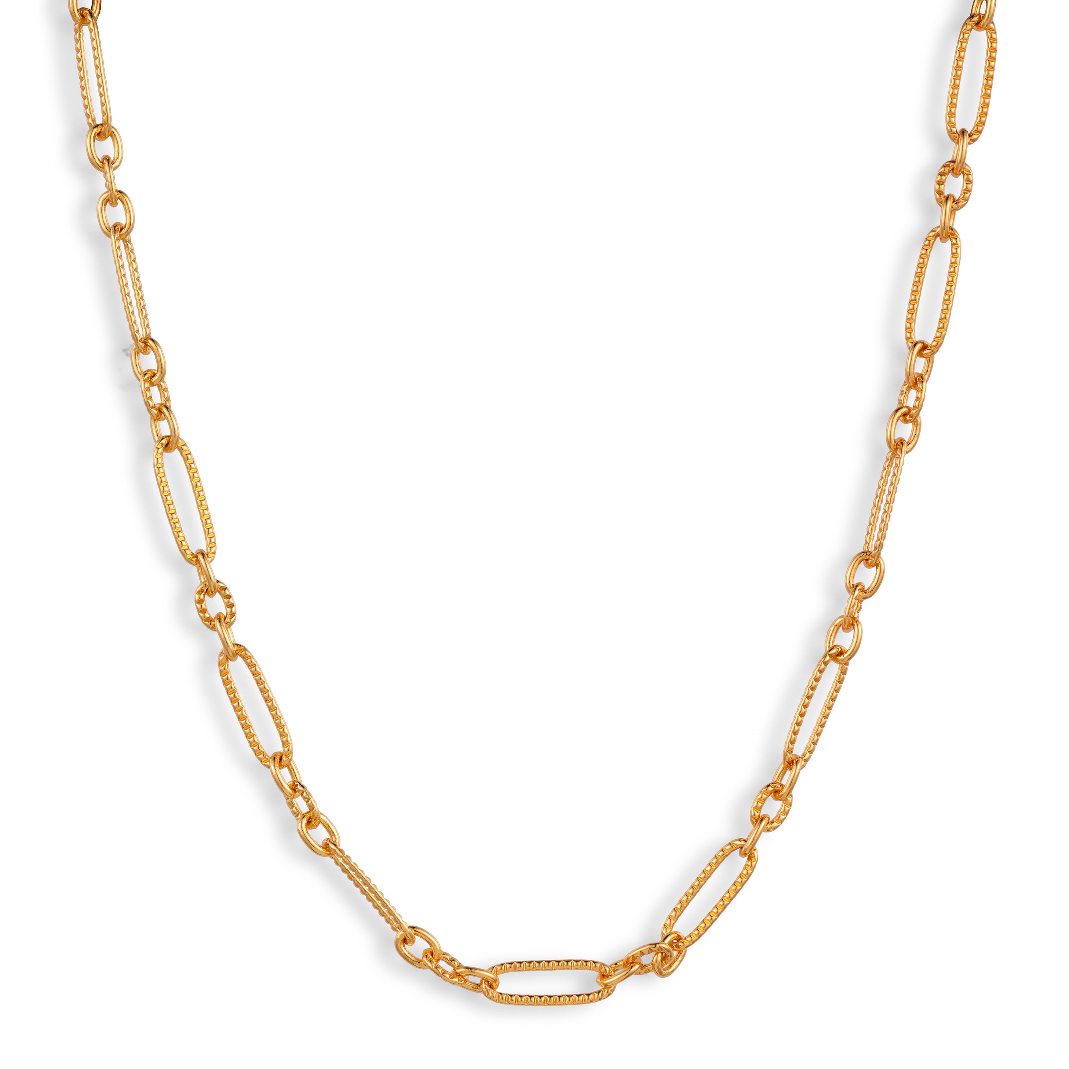 Textured Paperclip Chain Necklace — 14K gold-plated recycled brass necklace by Sucra