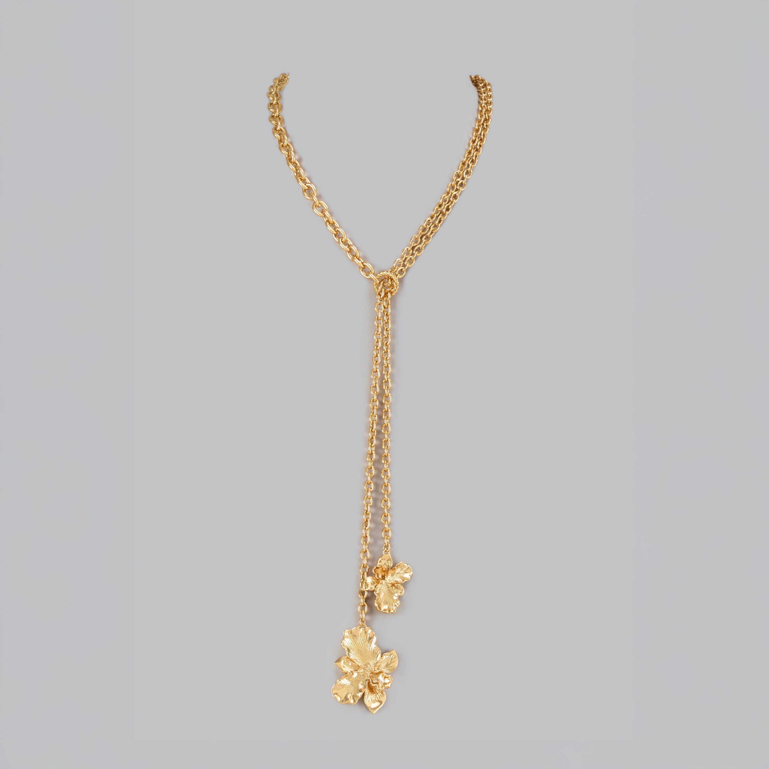 Golden Orchid Cascade Necklace