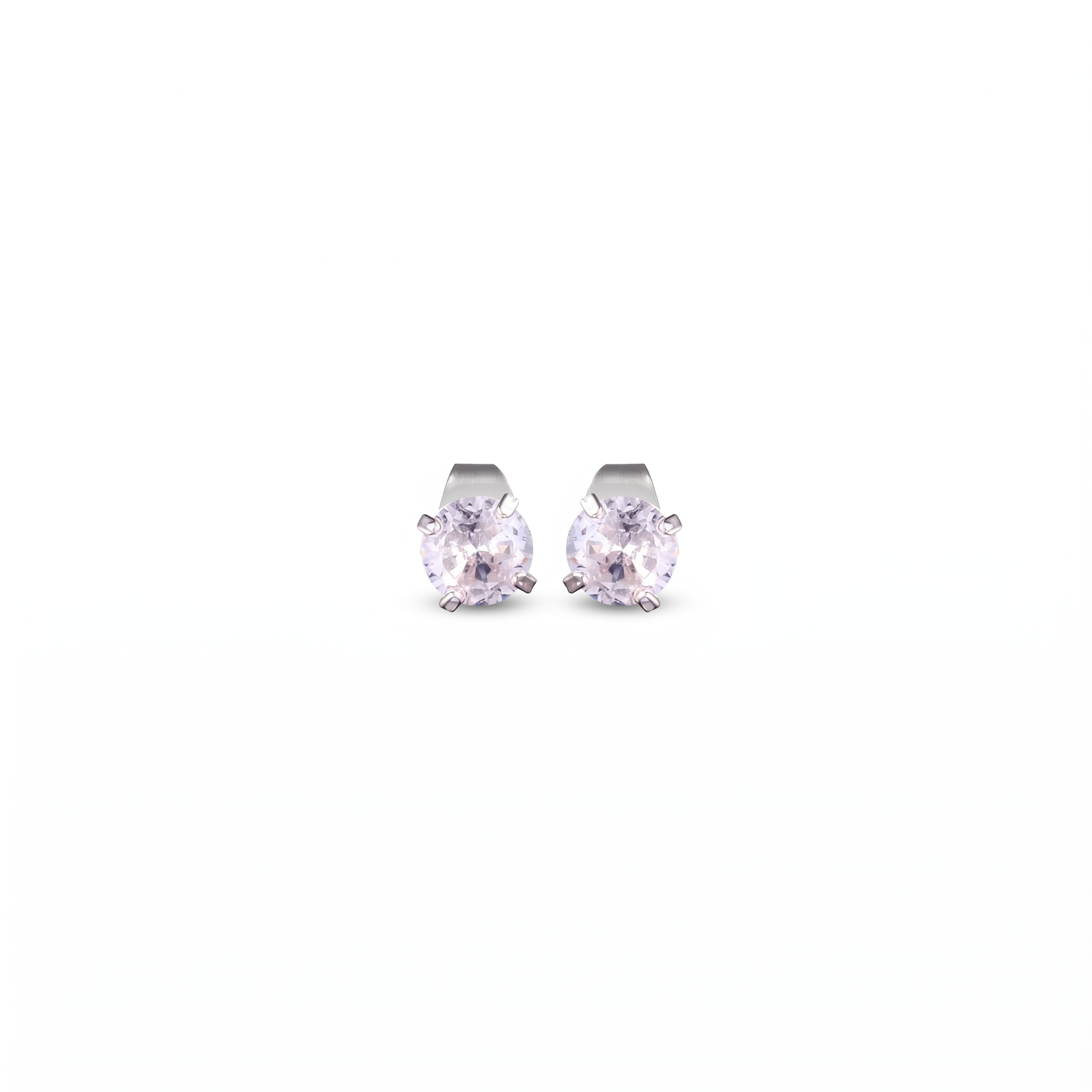 Facet Round Solitaire Set - silver CZ necklace and stud earrings by Sucra