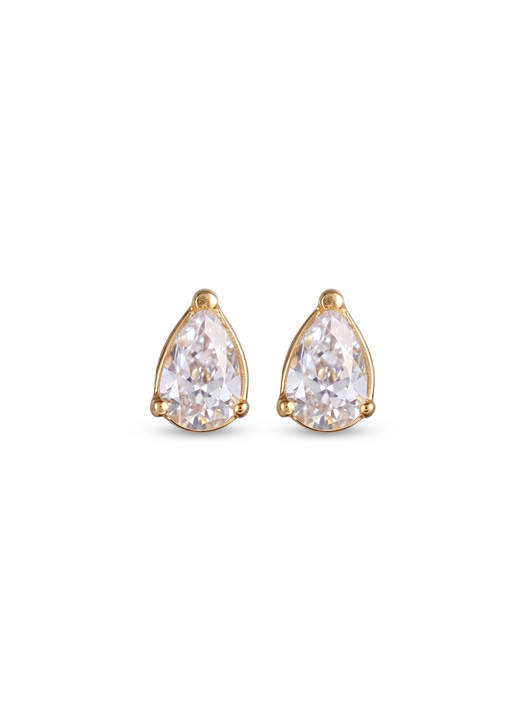 Facet Pear Solitaire Set - gold CZ pear stud earrings by Sucra