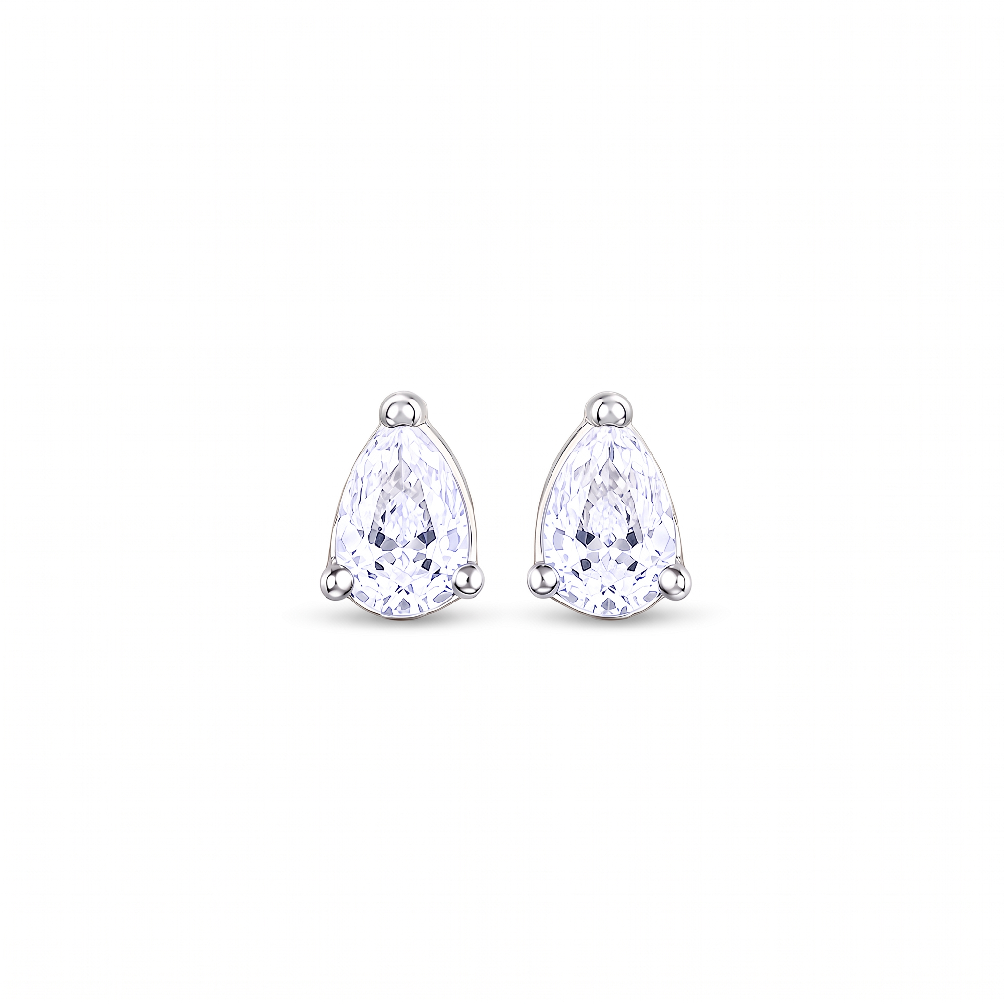 Facet Pear Solitaire Set - silver CZ pear stud earrings by Sucra