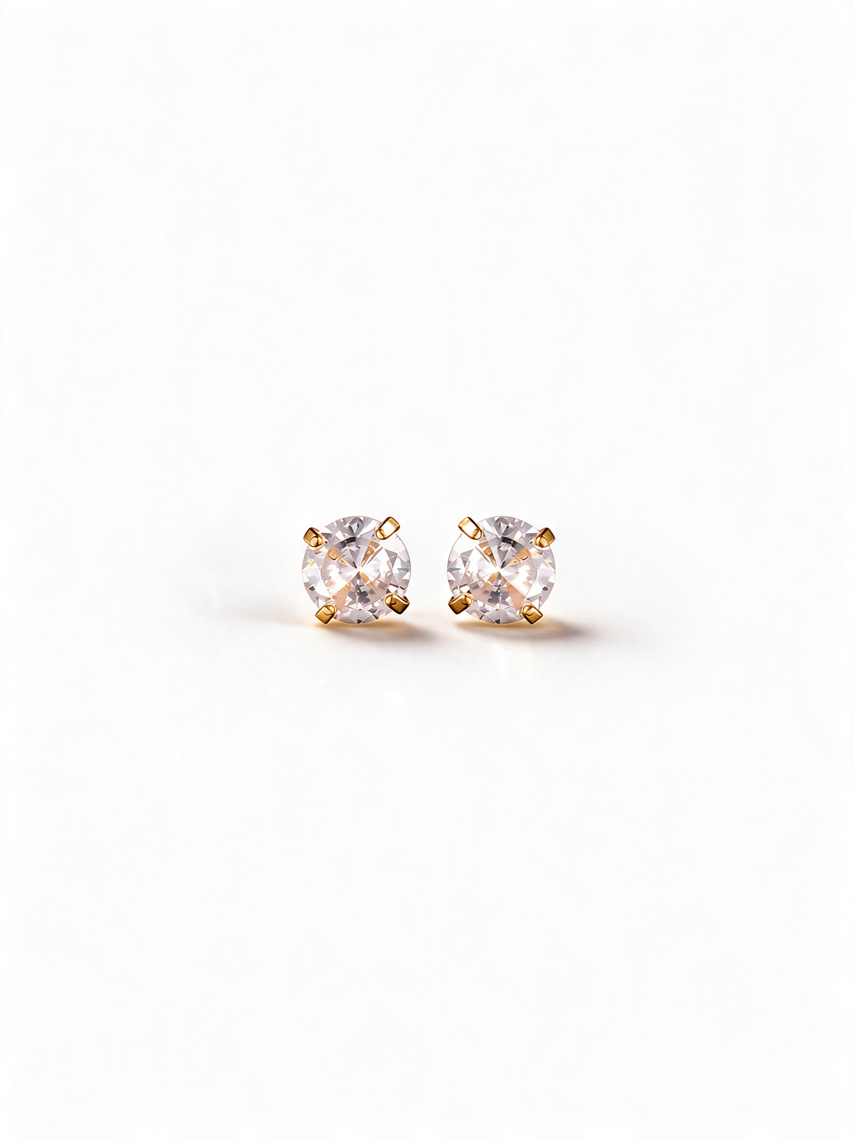 Facet Round Solitaire Set - gold CZ necklace and stud earrings by Sucra