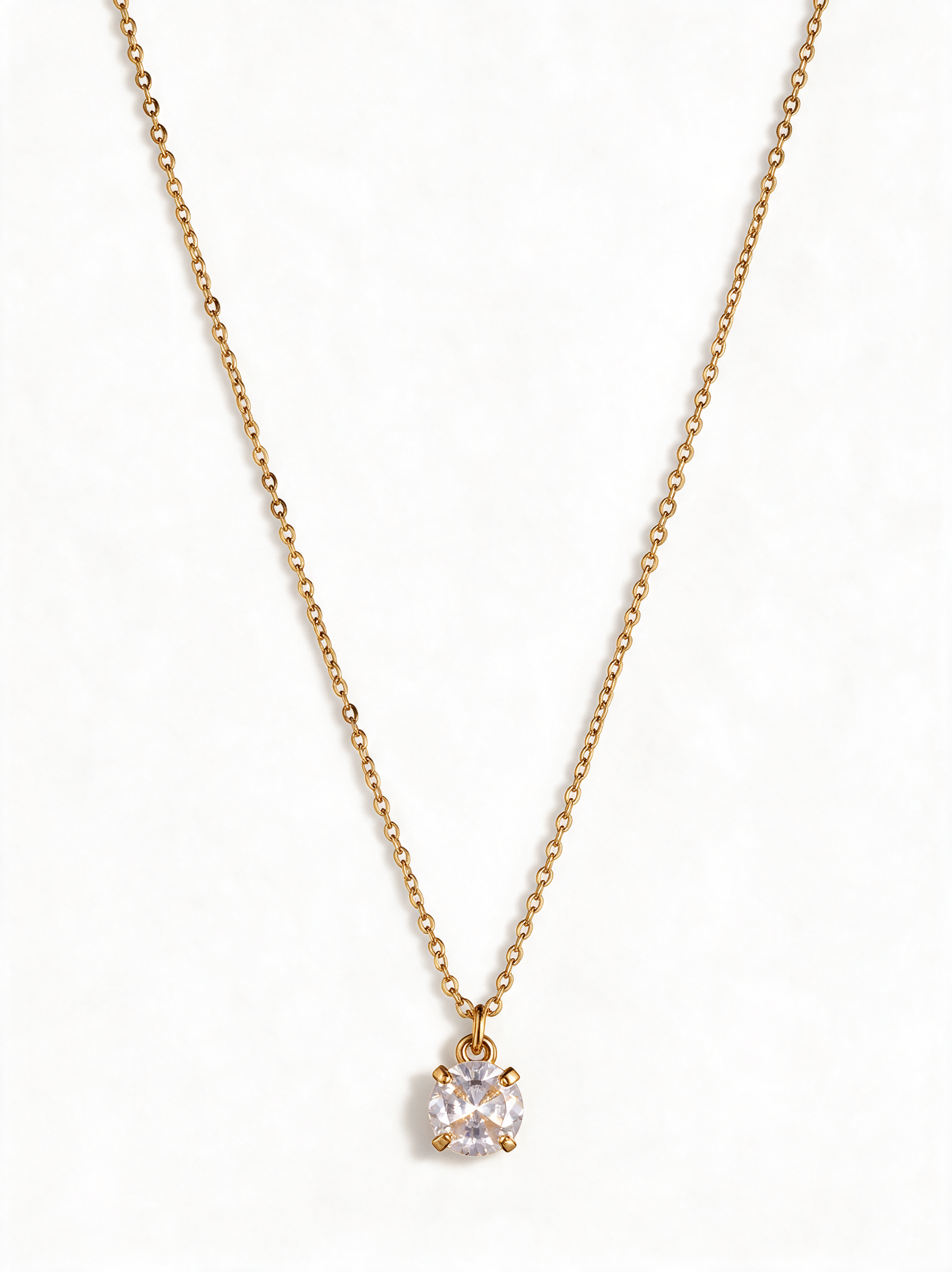 Facet Round Solitaire Set - gold CZ necklace and stud earrings by Sucra