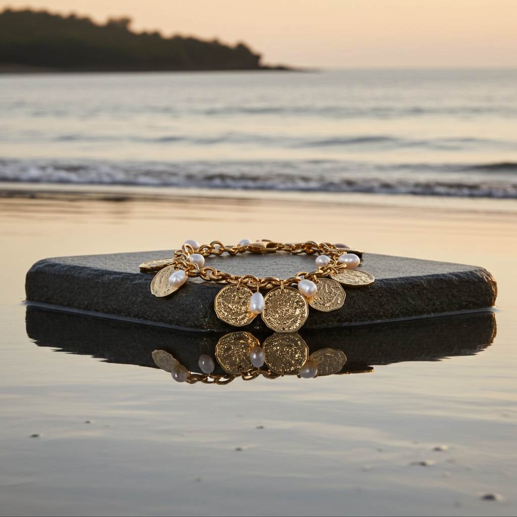 Aurelia Coin & Pearl Charm Bracelet