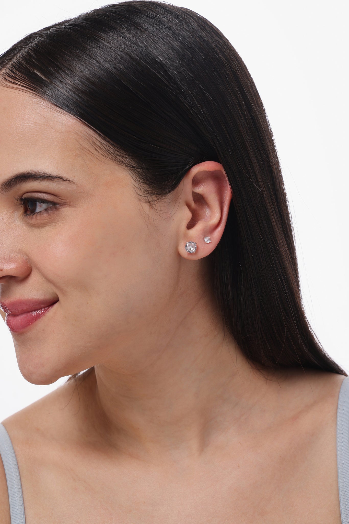 Facet Duo Studs - gold CZ stud earrings by Sucra
