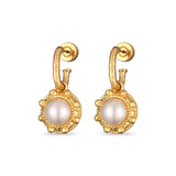 Lustre Halo Hoop Earrings - gold hoop earrings with freshwater pearls in beaded halos by Sucra