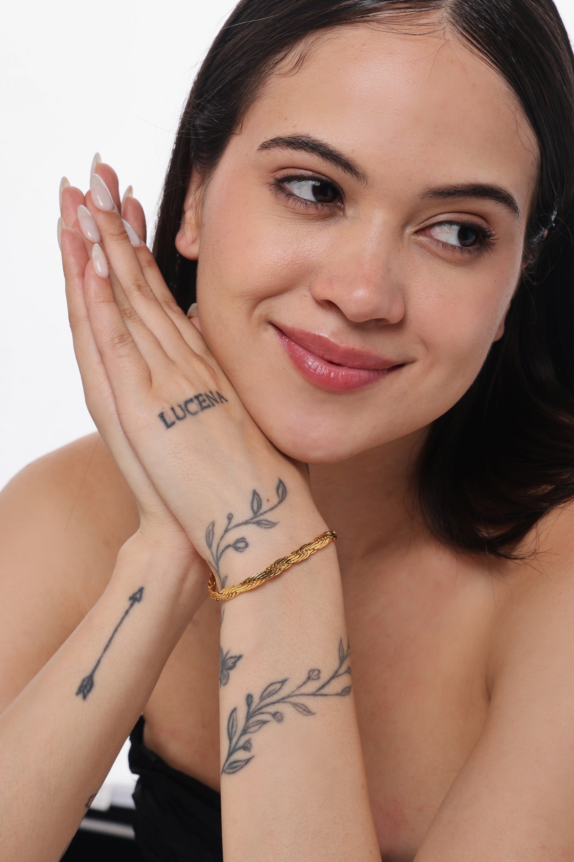 The Rope Twist Set - model shot, gold rope twist bracelet by Sucra