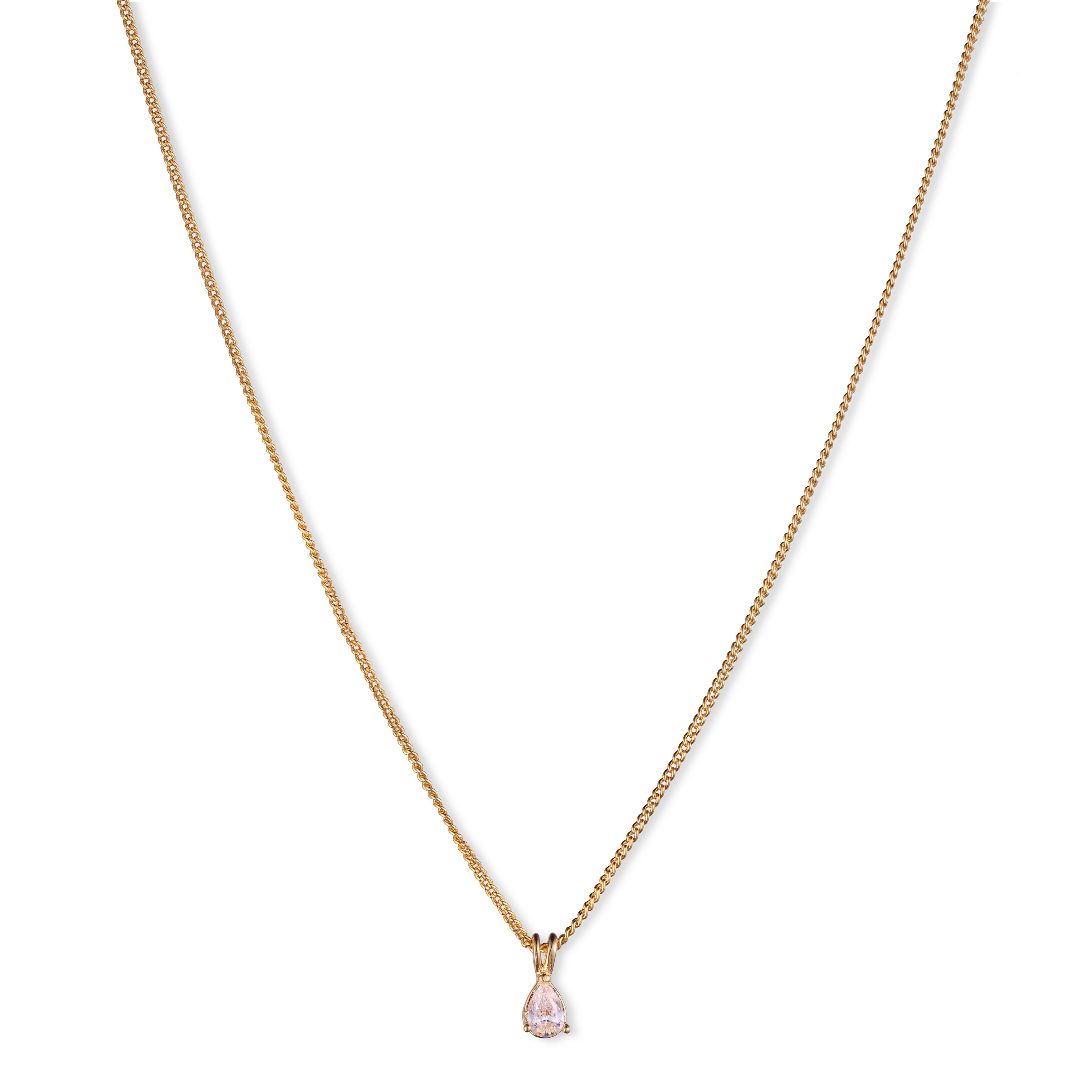 Facet Pear Solitaire Set - gold CZ necklace and stud earrings by Sucra