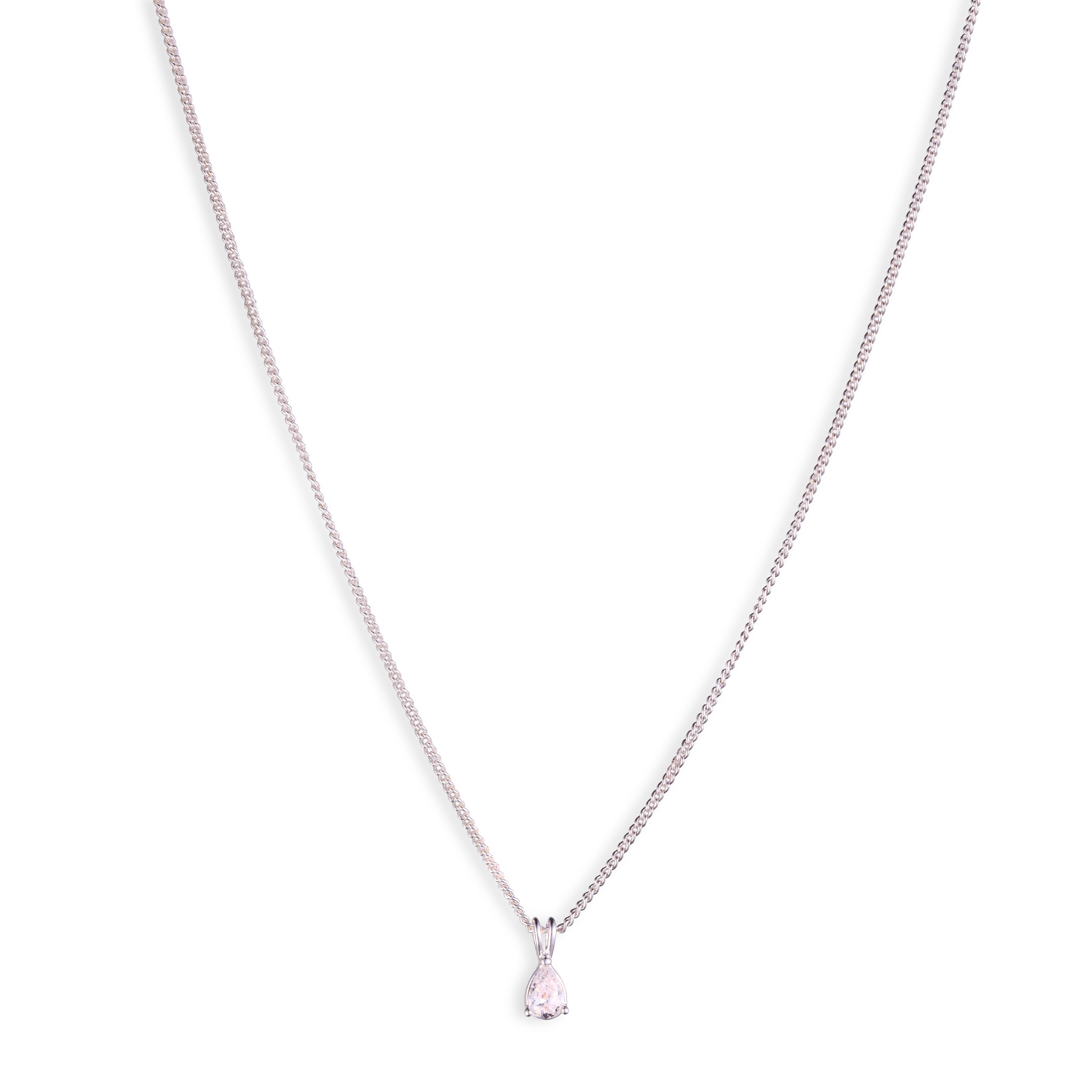 Facet Pear Solitaire Set - silver CZ necklace and stud earrings by Sucra