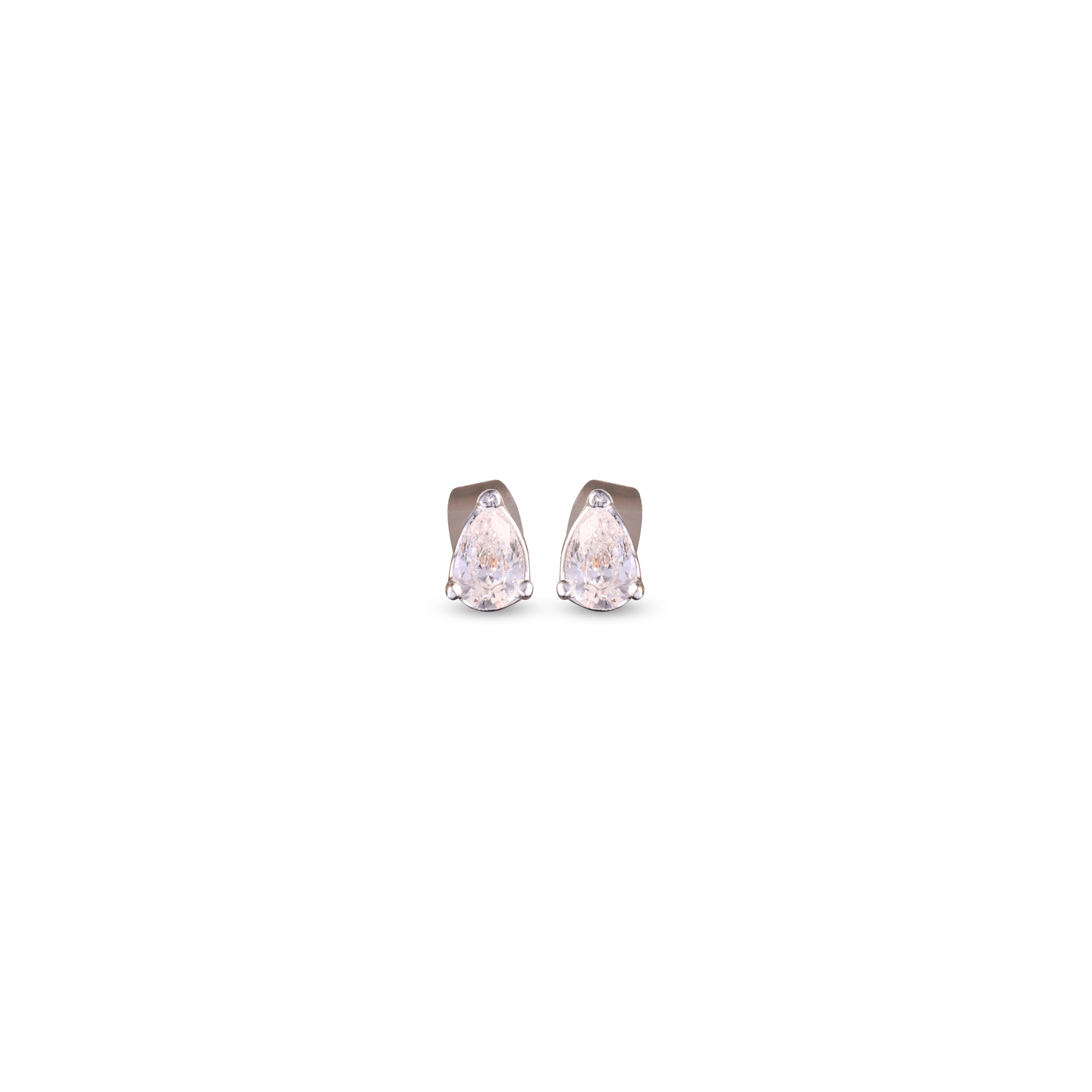 Facet Pear Solitaire Set - silver CZ necklace and stud earrings by Sucra