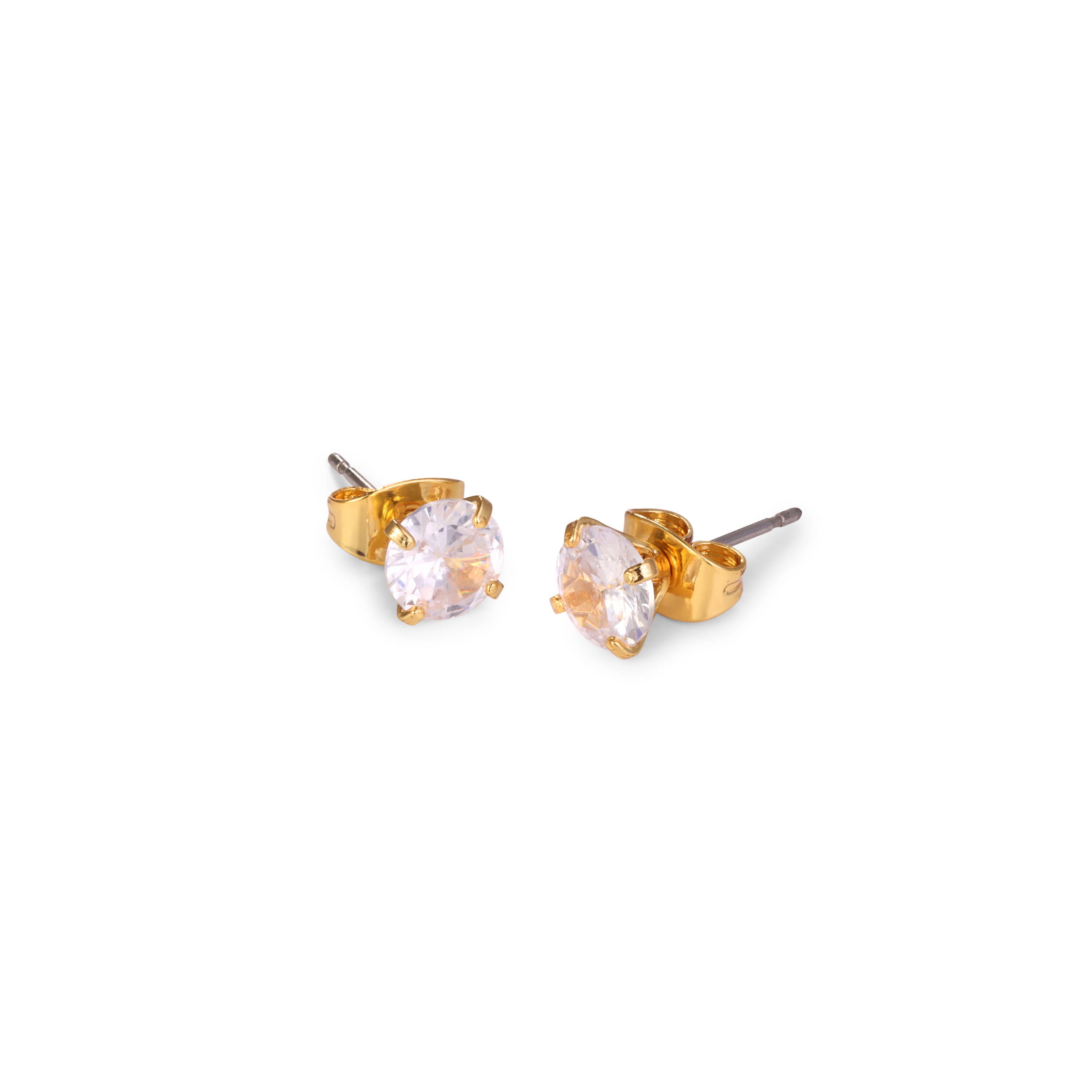 Facet Duo Studs - gold CZ stud earrings by Sucra