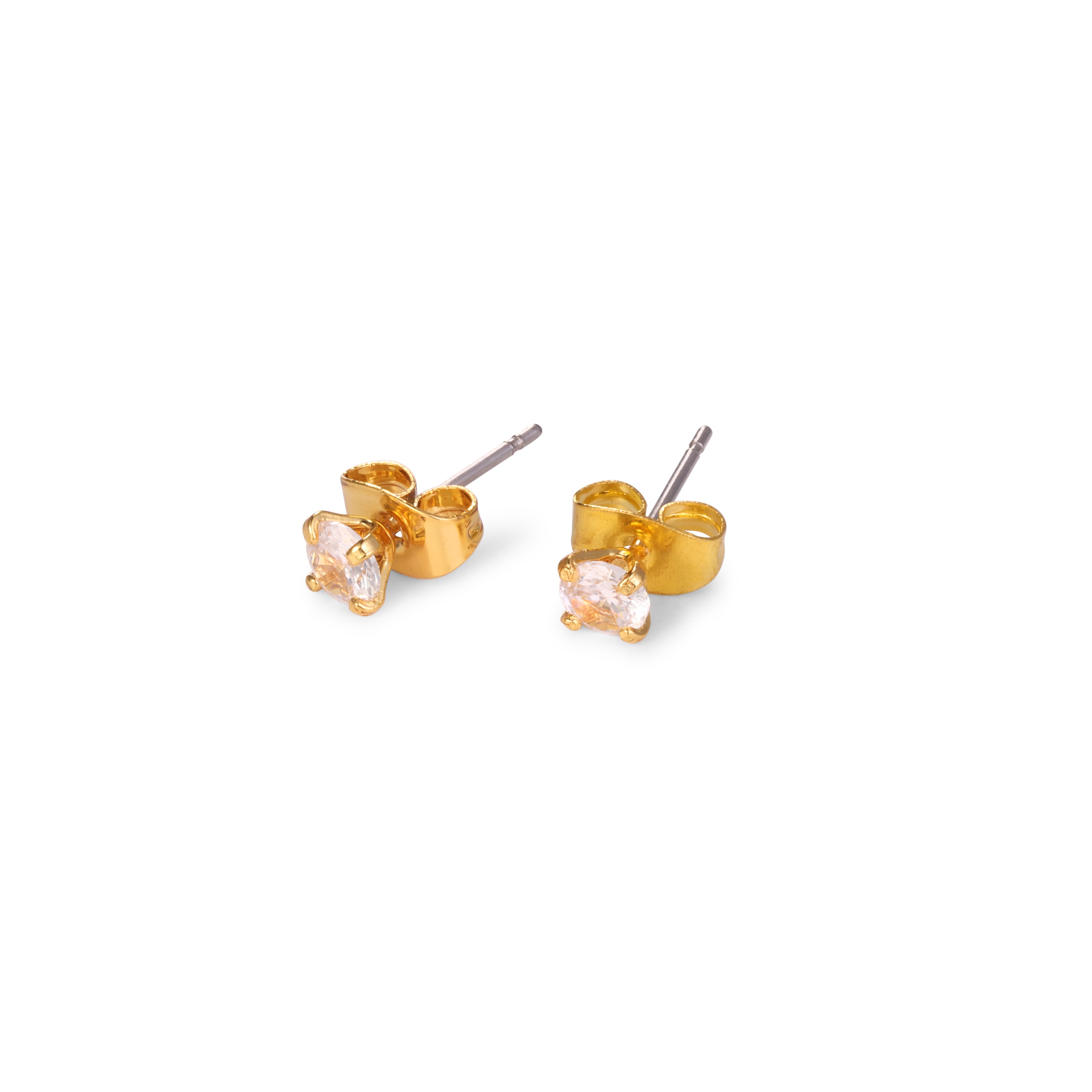 Facet Duo Studs - gold CZ stud earrings by Sucra