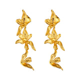 Monet's Garden Earrings - gold sculpted orchid drop earrings by Sucra