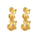Serene Fleur Earrings - gold petal drop earrings with clear stones by Sucra