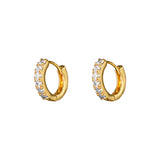 Twilight Huggie Earrings - gold huggie hoops set with clear stones by Sucra