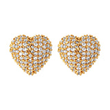 Cupid's Heart Studs - gold cubic zirconia heart stud earrings by Sucra