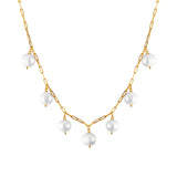 Pearls of Serenity Necklace - gold chain with white pearl drops by Sucra
