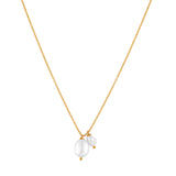 Twin Pearl Delight Necklace - gold chain necklace with two freshwater pearls by Sucra