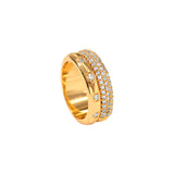 Twinkling Cascade Ring - gold band ring with rows of clear stones by Sucra