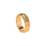 Ribbed Metal Band Ring - gold ribbed wide band ring by Sucra