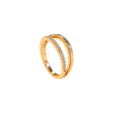 Crystal Embrace Ring - gold double band ring with a row of clear stones by Sucra