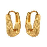 Wavelet Textured Hoop Earrings - gold hoops with beaded texture by Sucra