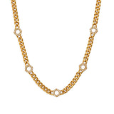 Hexagonal Linked Necklace - gold curb chain with pave hexagon stations by Sucra