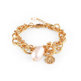 Eterna Pearl Bracelet - gold chain bracelet with a baroque freshwater pearl and coin charm by Sucra