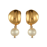 Pearl Drop Earrings - gold dome studs with freshwater pearl drops by Sucra