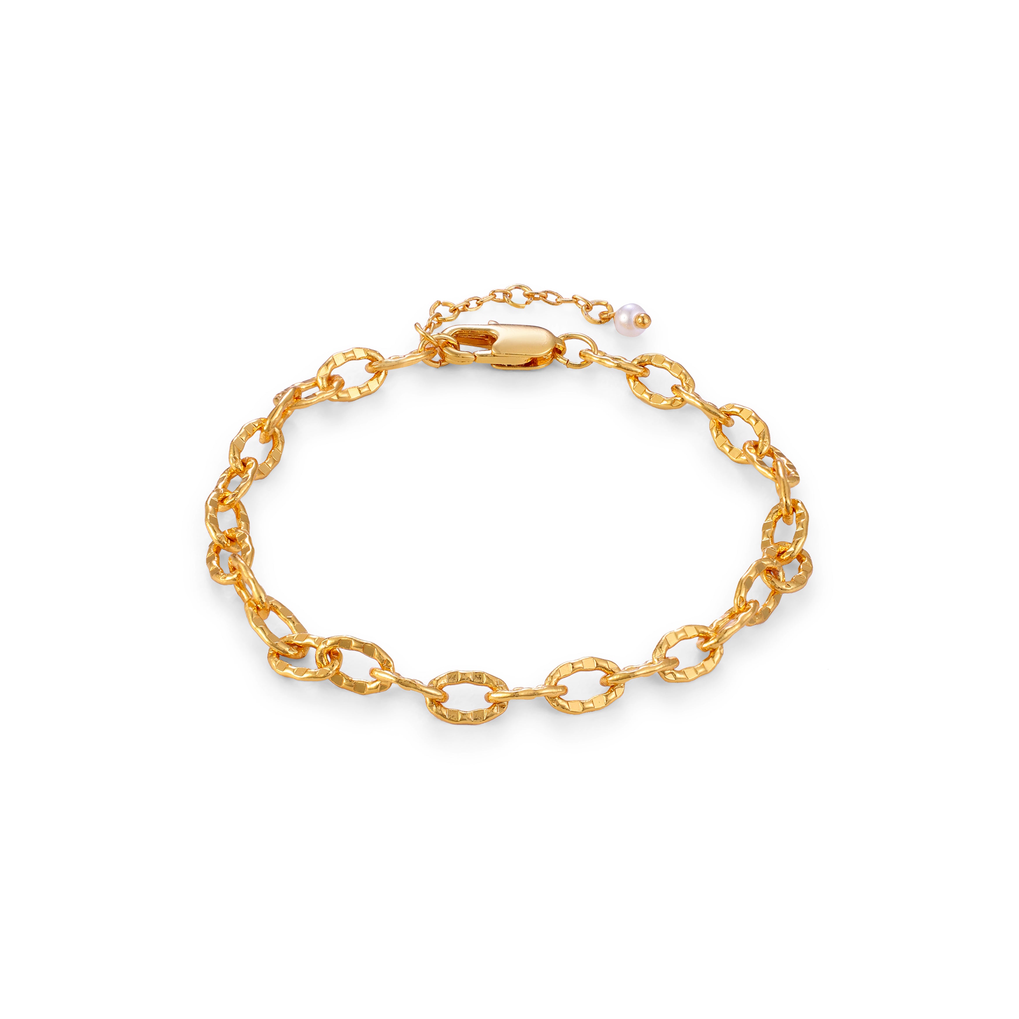 Textured Oval Link Bracelet — 14K gold-plated recycled brass chain bracelet by Sucra