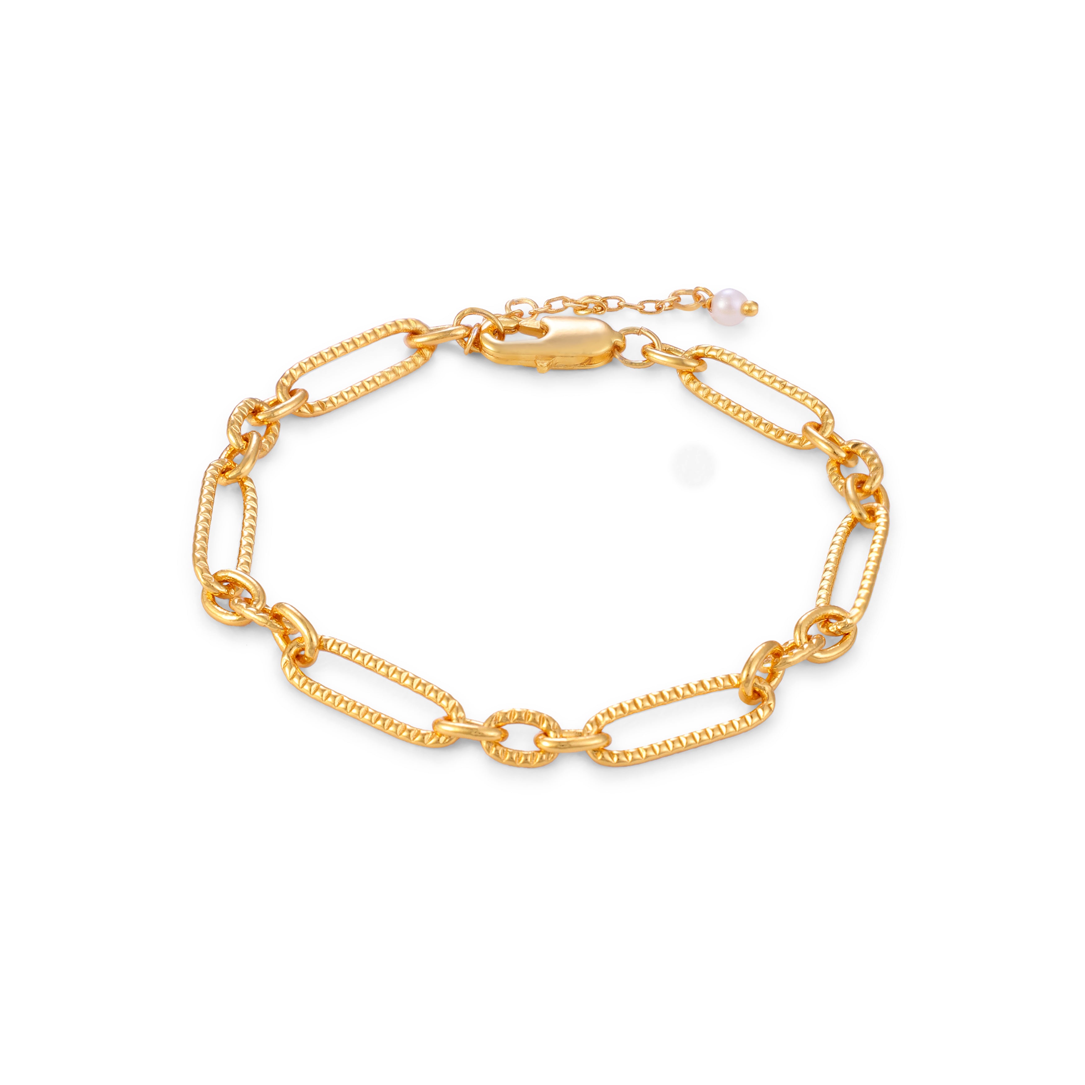 Textured Paperclip Chain Bracelet — 14K gold-plated recycled brass bracelet by Sucra