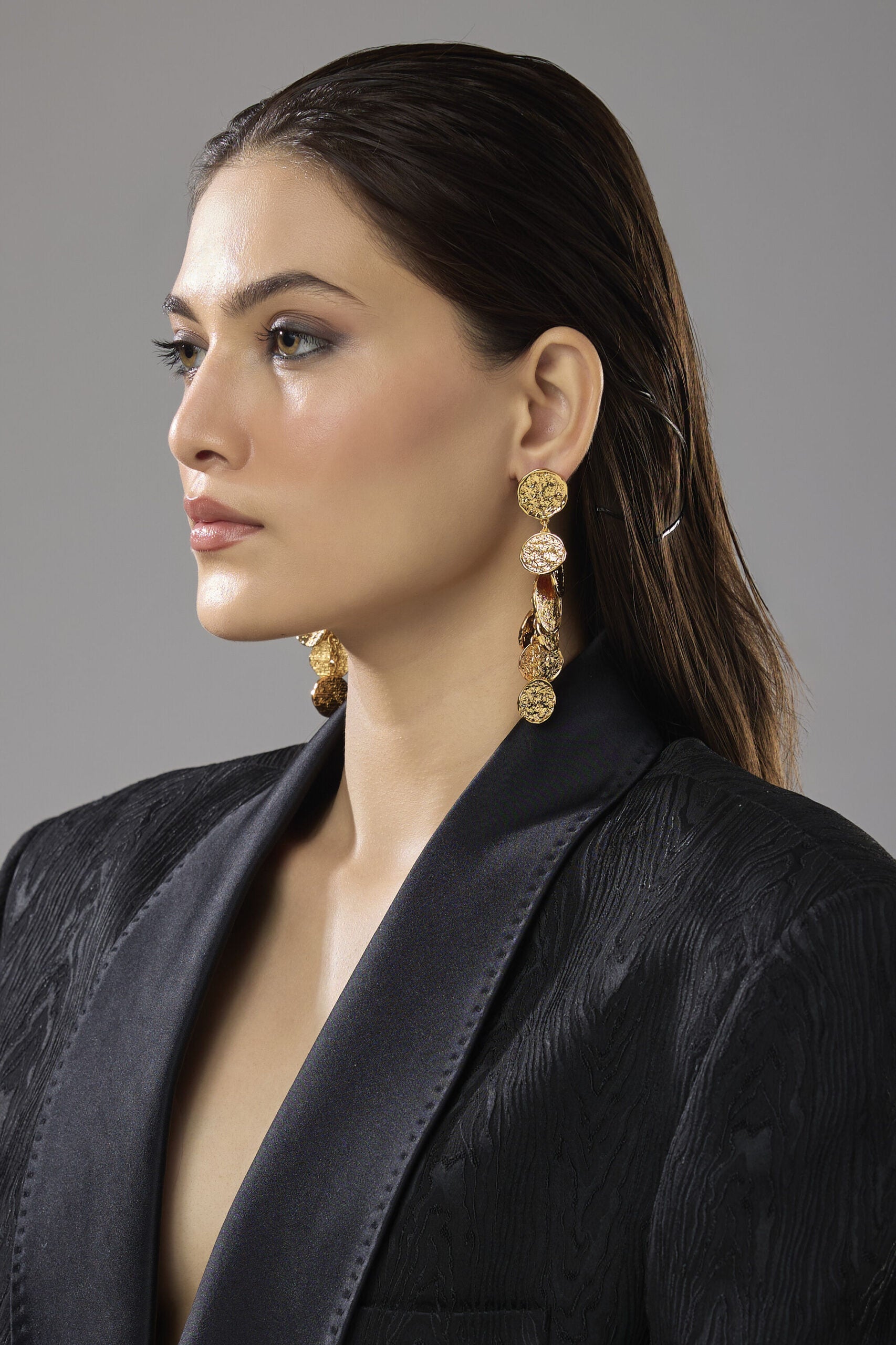 Golden Cascade Medallion Earrings