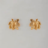 Golden Orchid Bloom Earrings - gold floral stud earrings by Sucra