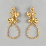 Golden Orchid Drop Earrings - gold floral hoop drop earrings by Sucra