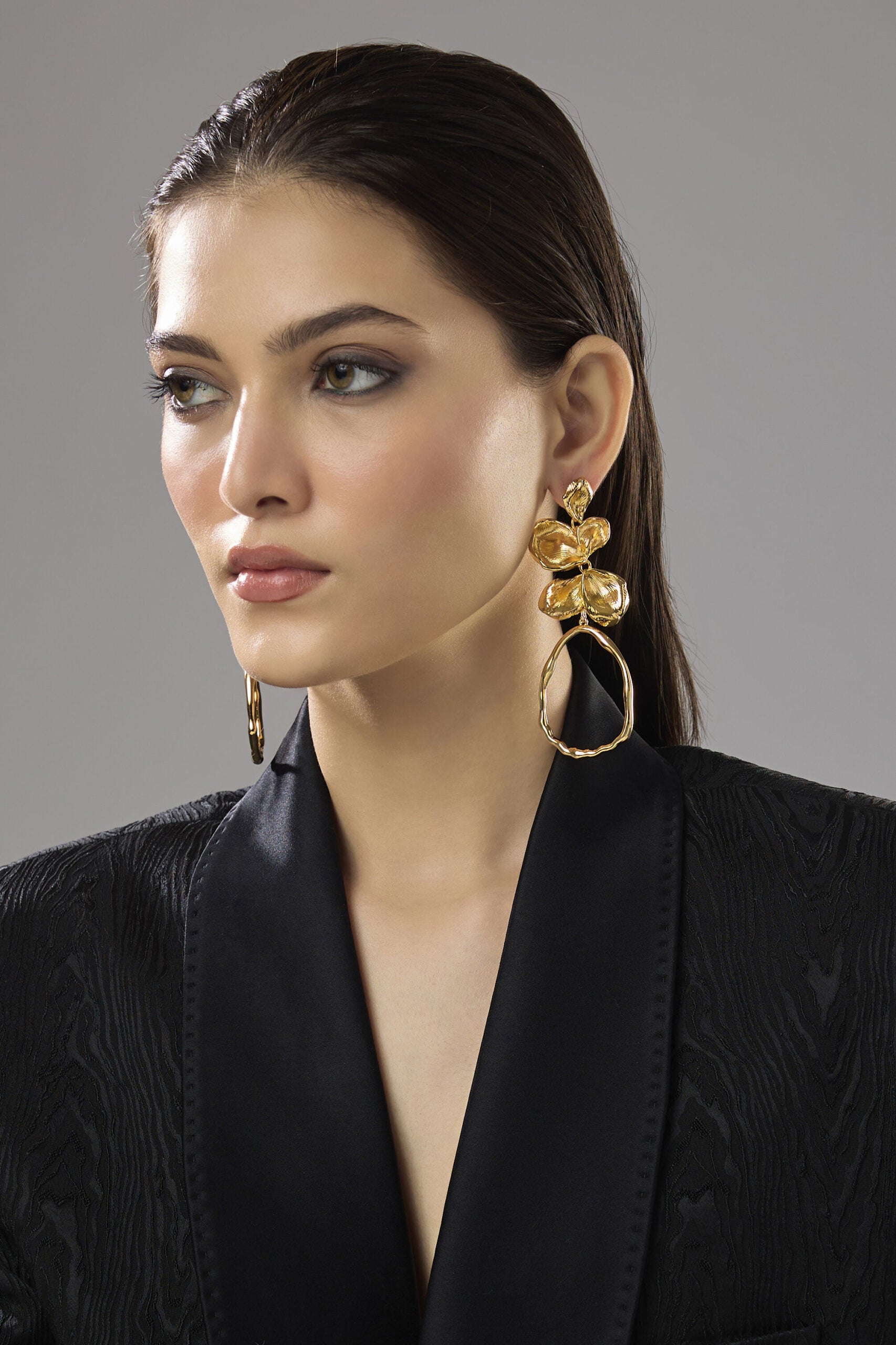Golden Orchid Drop Earrings