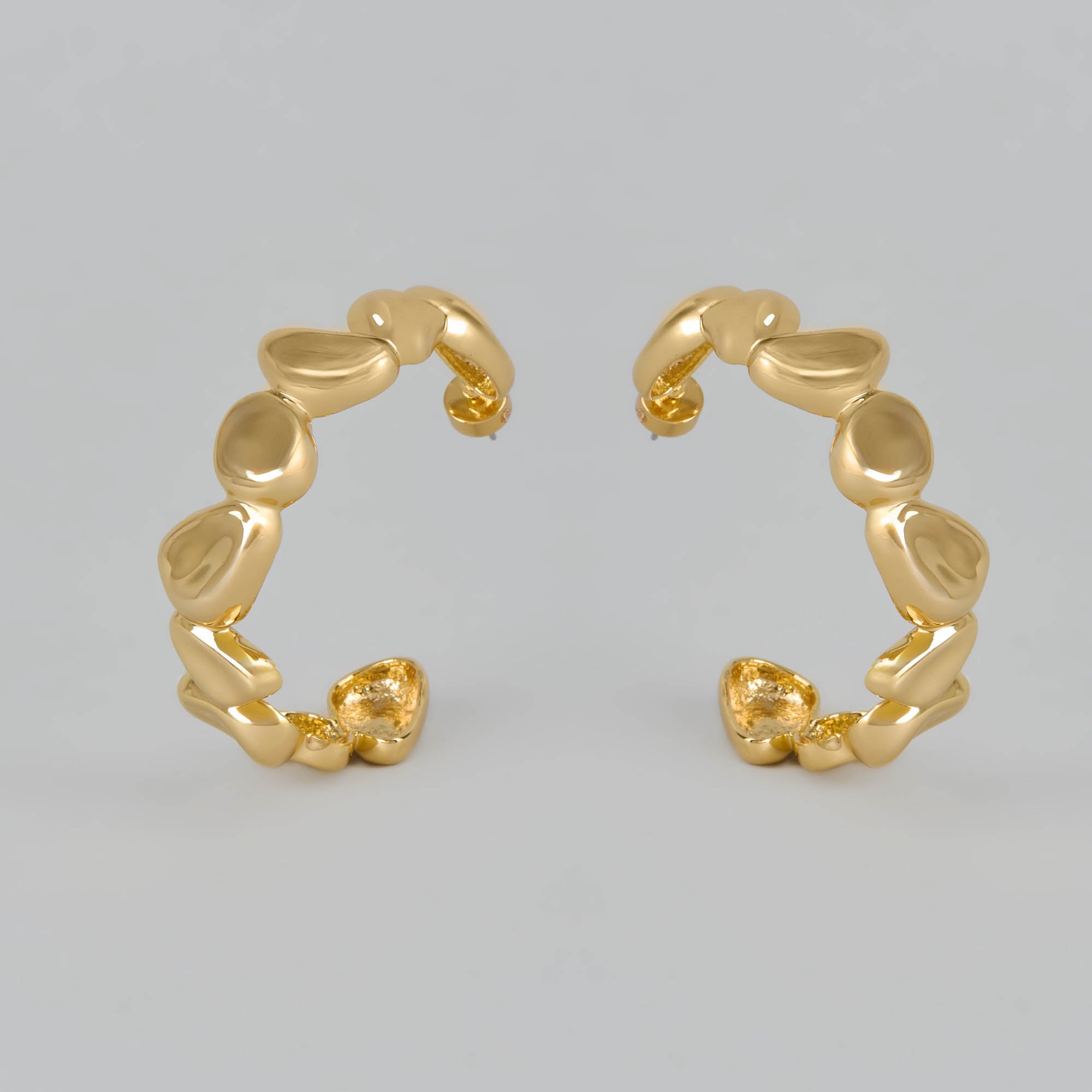 Golden Pebble Hoop Earrings