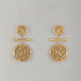 Gilded Terra Drop Earrings - gold coin drop earrings by Sucra