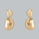 Molten Gold Statement Earrings - gold molten pebble drop earrings by Sucra