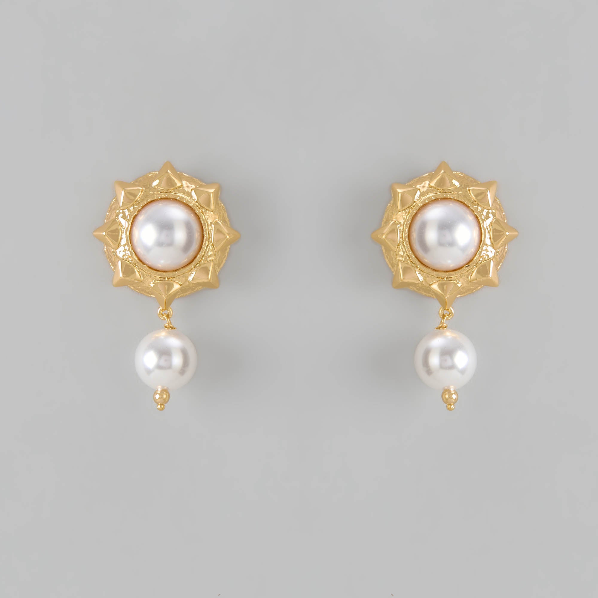 Regal Pearl Sunburst Earrings