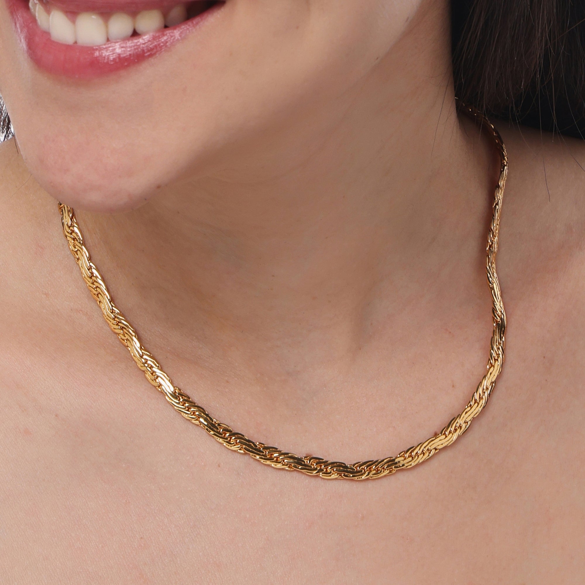 Rope Twist Necklace — 14K gold-plated recycled brass necklace by Sucra