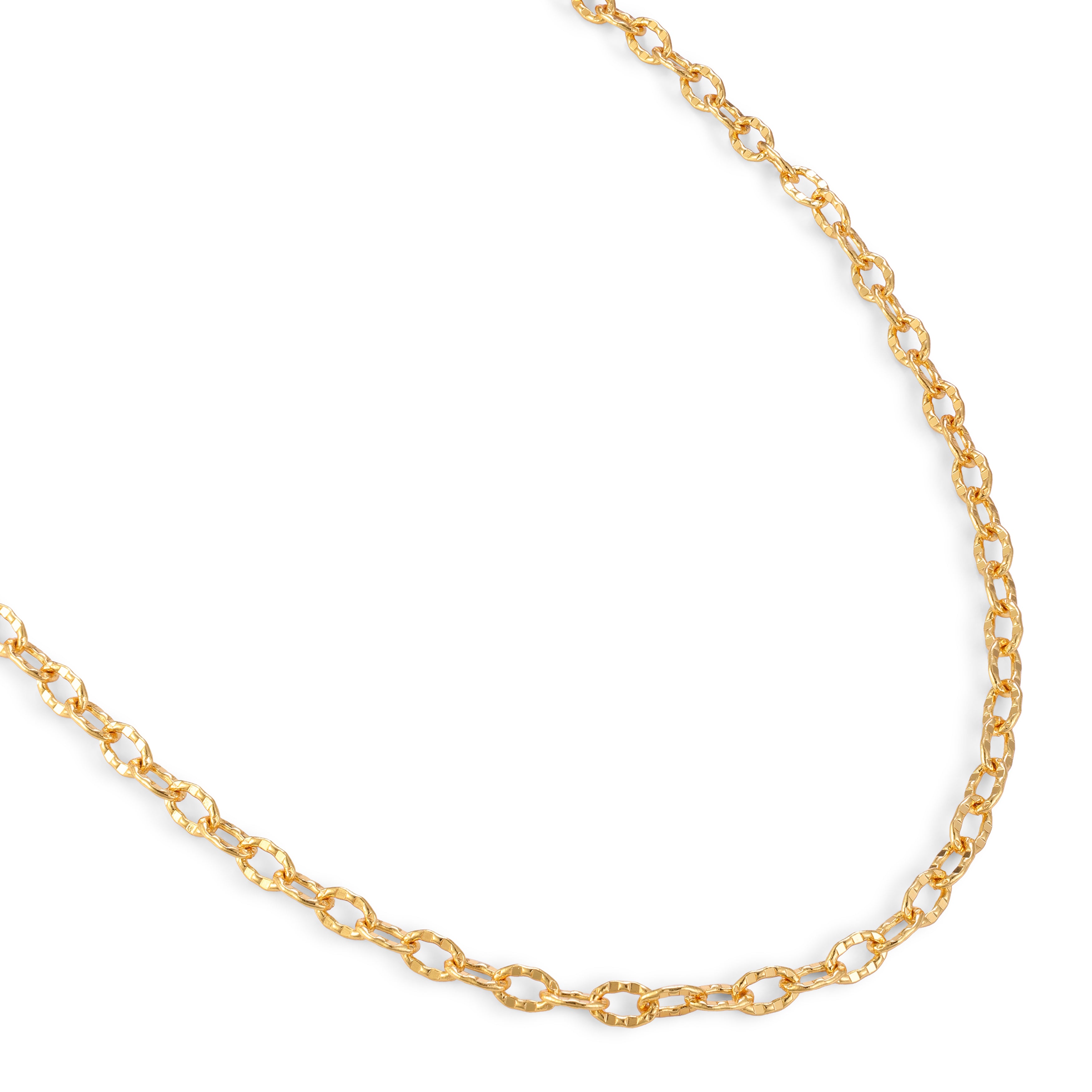 Textured Oval Link Necklace — 14K gold-plated recycled brass necklace by Sucra
